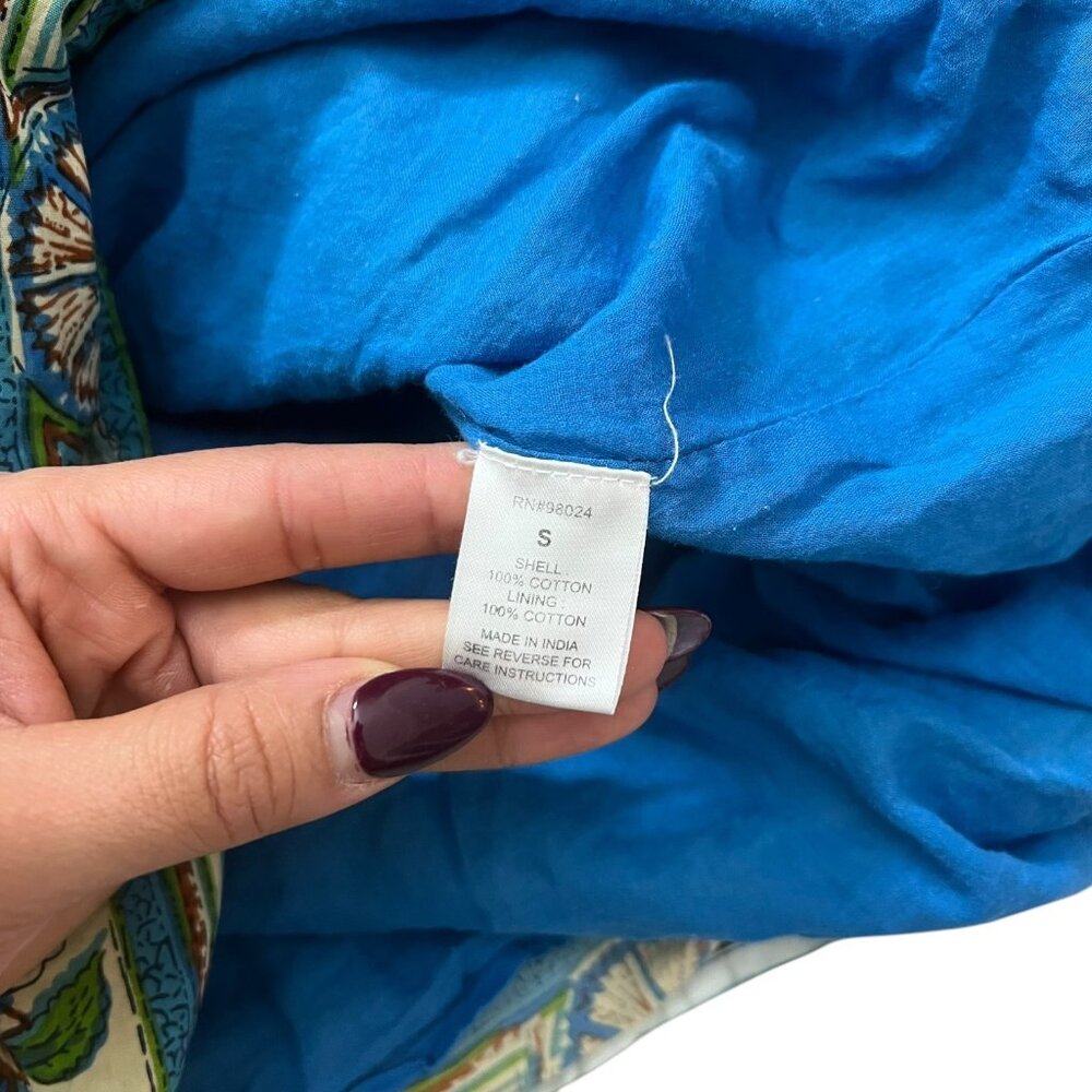 Love the Label Floral Midi Skirt Blue Size Small Tropical Hawaii Boho Maximalist - Picture 6 of 9